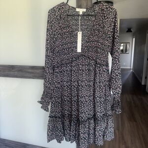She + Sky Women's Dress Size Large Floral Boho Long Sleeve V Neck NWT